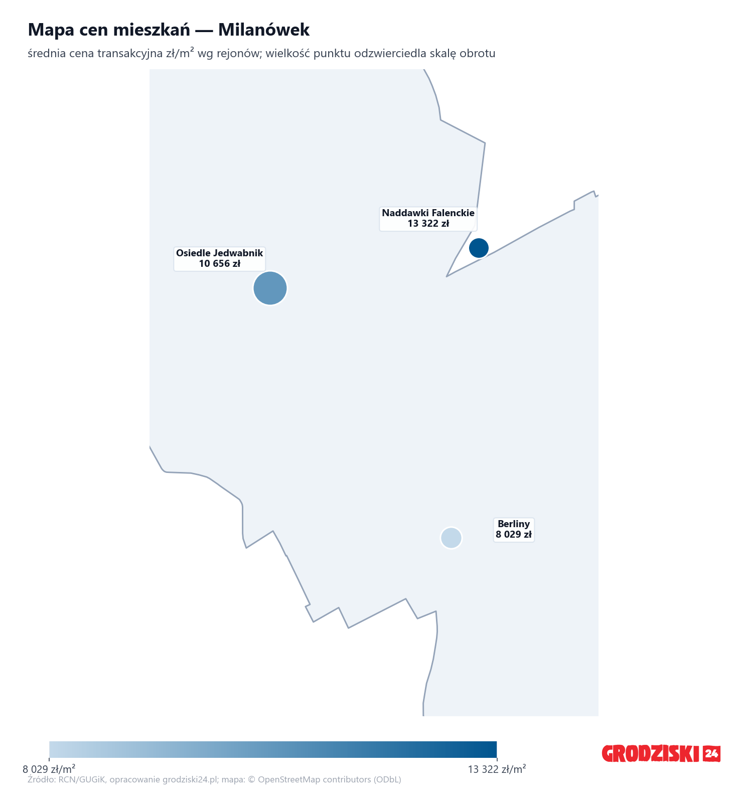 Mapa cen mieszkań - Milanówek