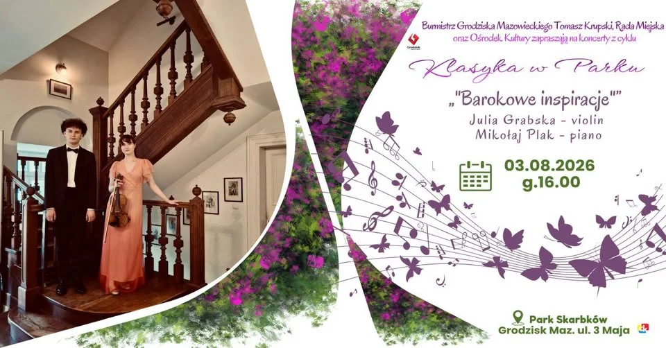 Grafika promocyjna wydarzenia Barokowe inspiracje – koncert w parku