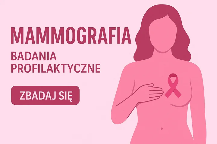 Obrazek przedstawia grafikę promocyjną wydarzenia Bezpłatna mammografia dla mieszkanek Grodziska Mazowieckiego