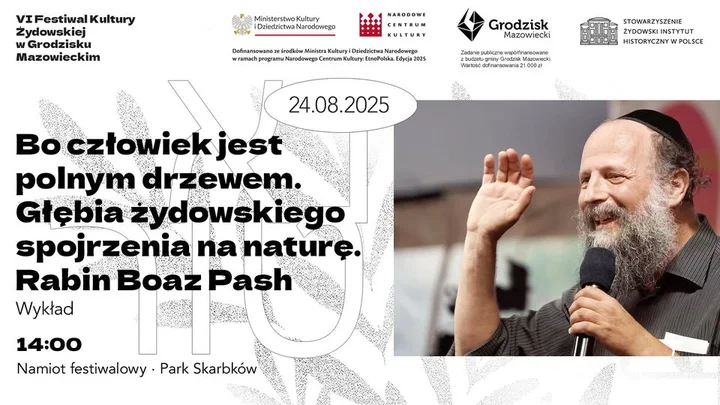 Obrazek przedstawia grafikę promocyjną wydarzenia Wykład o relacji człowieka i przyrody w tradycji żydowskiej