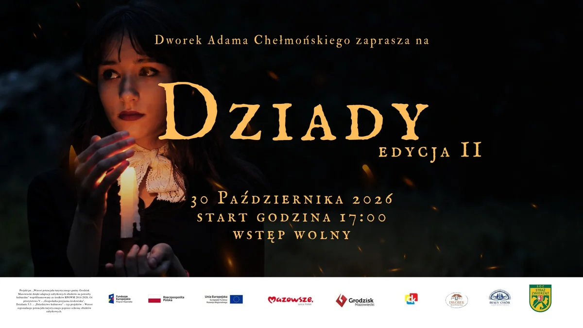 Grafika promocyjna wydarzenia II Dziady w Dworku: jesienny wieczór