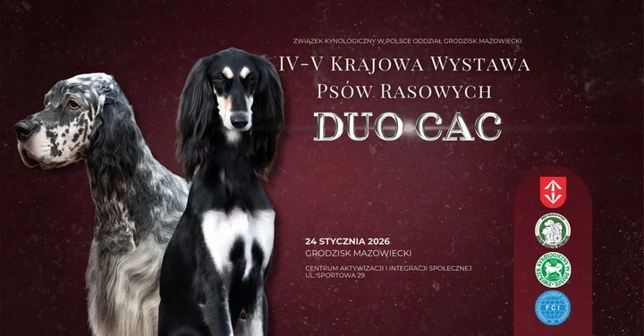 Grafika promocyjna wydarzenia IV–V Krajowa Wystawa Psów Rasowych | DUO CAC (24–25 stycznia 2026)