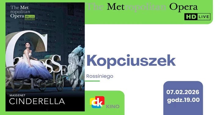 Grafika promocyjna wydarzenia Kopciuszek Rossiniego — transmisja z The Metropolitan Opera