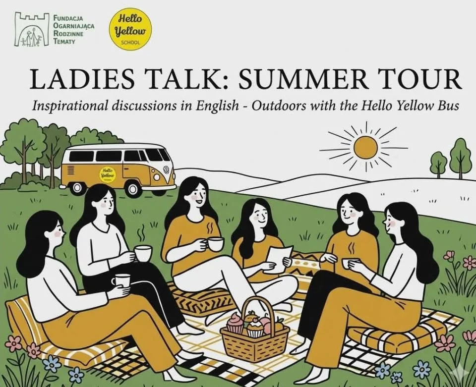 Grafika promocyjna wydarzenia Ladies Talk – letnie warsztaty językowe w Grodzisku Mazowieckim