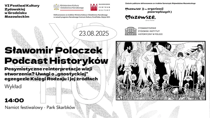 Obrazek przedstawia grafikę promocyjną wydarzenia Wykład o gnostyckiej egzegezie Księgi Rodzaju w Parku Skarbków