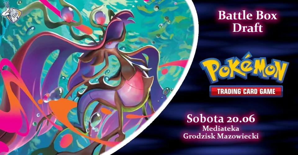 Grafika promocyjna wydarzenia Pokémon Battle Box Draft na V Festiwalu Planszowy Grodzisk