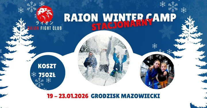 Grafika promocyjna wydarzenia Raion Winter Camp Stacjonarny — aktywne ferie w Grodzisku Mazowieckim