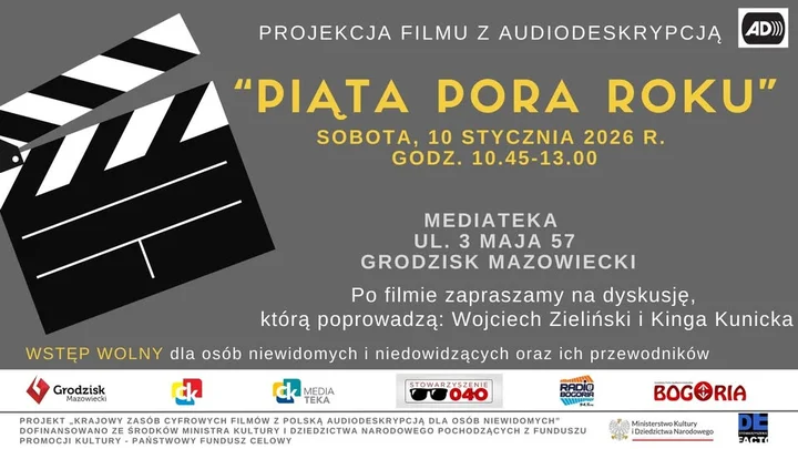 Grafika promocyjna wydarzenia Spotkanie klubu filmowego Słowem Widziane — pokaz filmu Piąta pora roku (10 stycznia)