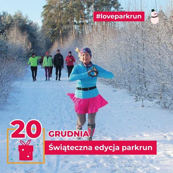 Grafika promocyjna wydarzenia Świąteczna edycja parkrun Grodzisk Mazowiecki