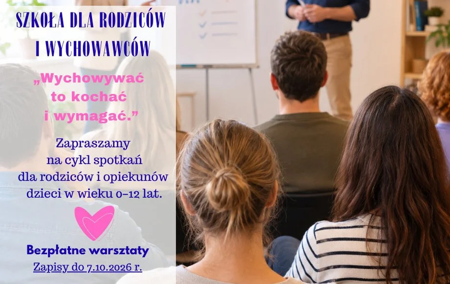 Grafika promocyjna wydarzenia „Szkoła dla Rodziców i Wychowawców” – cykl warsztatów