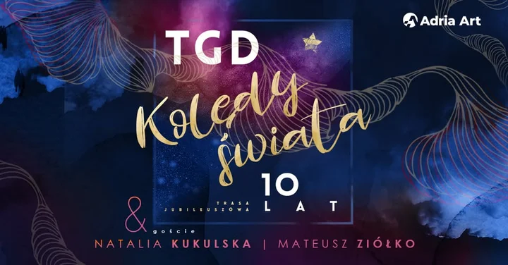 Grafika promocyjna wydarzenia TGD Kolędy Świata – 10 lat w Grodzisku Mazowieckim