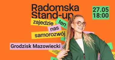 Grafika promocyjna wydarzenia Aleksandra Radomska „Zajedzie nas ten samorozwój” w Grodzisku Mazowieckim