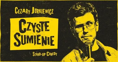 Grafika promocyjna wydarzenia Cezary Jurkiewicz: Czyste Sumienie — stand-up w Grodzisku Mazowieckim