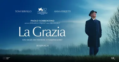 Grafika promocyjna wydarzenia La Grazia — pokaz filmu Paolo Sorrentino w Grodziskim Klubie Filmowym