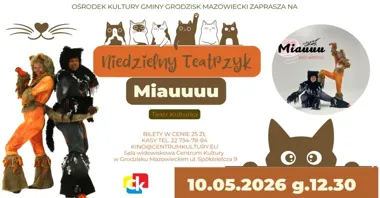 Grafika promocyjna wydarzenia Miauu — koci musical w ramach Niedzielnego Teatrzyku