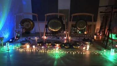 Grafika promocyjna wydarzenia Mistyczna Przestrzeń Gongów BŁOGI RELAKS — koncert w Artia Joga