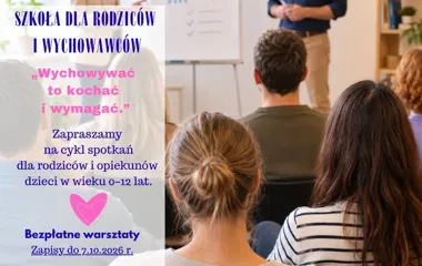 Grafika promocyjna wydarzenia „Szkoła dla Rodziców i Wychowawców” – cykl warsztatów