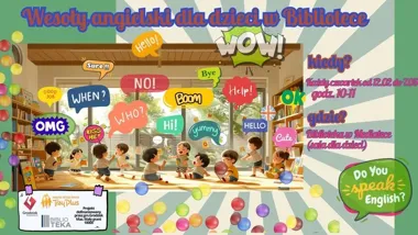 Grafika promocyjna wydarzenia Wesoły angielski dla dzieci (0–3 lat) w Bibliotece