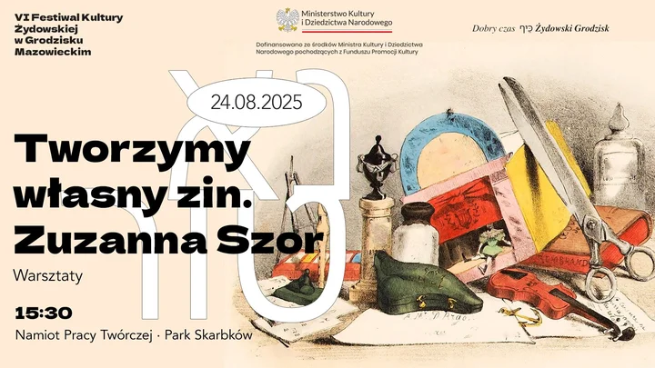 Obrazek przedstawia grafikę promocyjną wydarzenia Warsztaty tworzenia zina w Parku Skarbków
