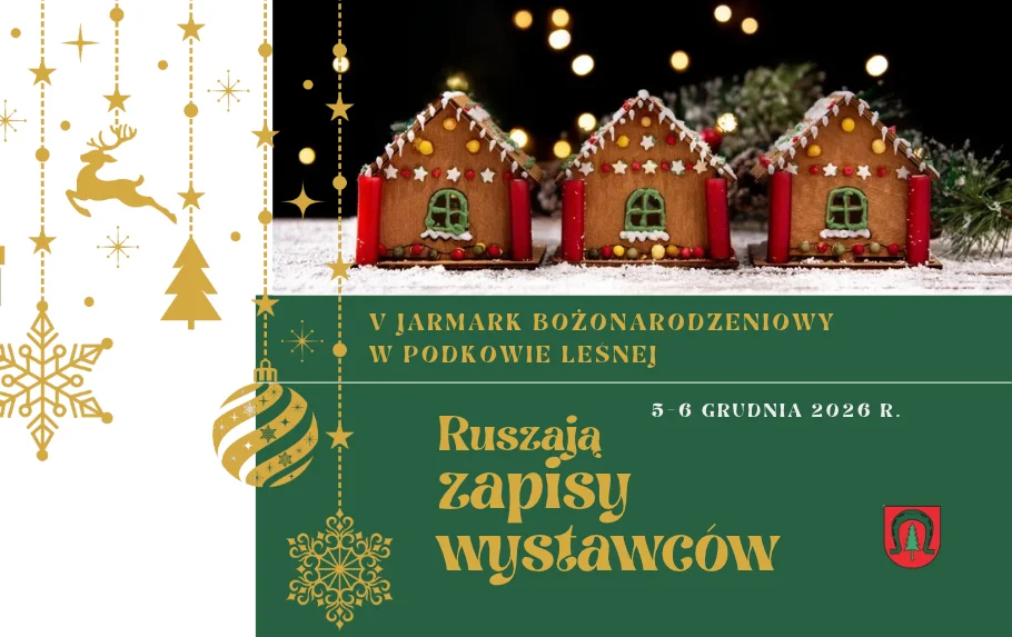 Grafika promocyjna wydarzenia V Jarmark Bożonarodzeniowy w Podkowie Leśnej