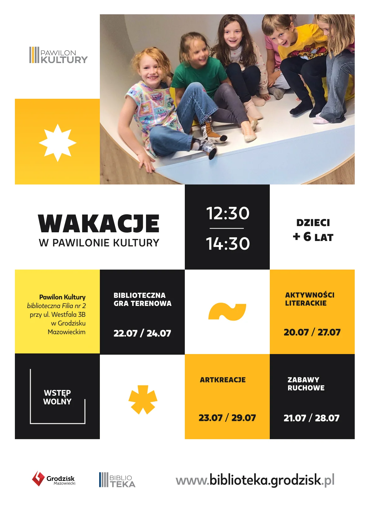 Grafika promocyjna wydarzenia Wakacyjne zajęcia w Pawilonie Kultury