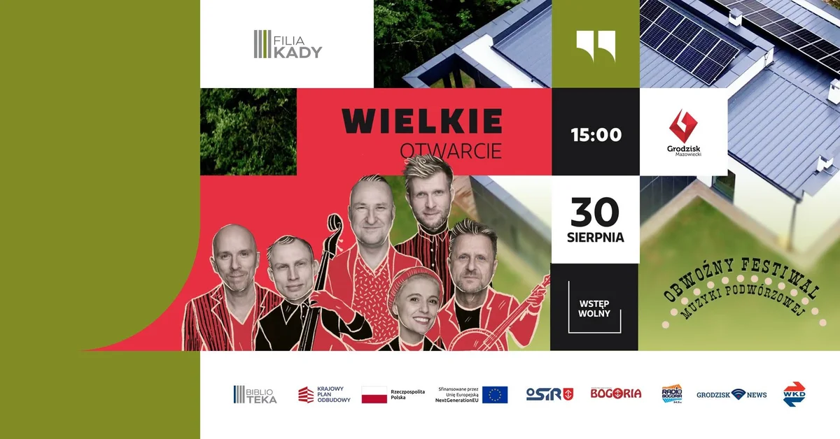 Grafika promocyjna wydarzenia Wielkie otwarcie Filii nr 1 w Kadach