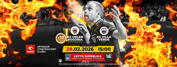 Grafika promocyjna wydarzenia ORLEN Bogoria Grodzisk Mazowiecki – KS Villa Verde Olesno (Lotto Superliga, 16. kolejka)