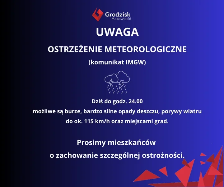 IMGW ostrzega nad Grodziskiem. Do północy możliwe burze i ulewy