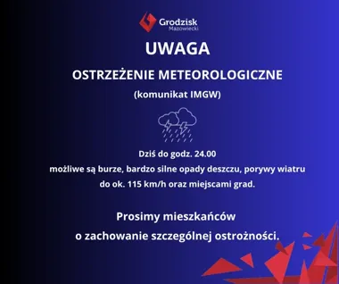 IMGW ostrzega nad Grodziskiem. Do północy możliwe burze i ulewy