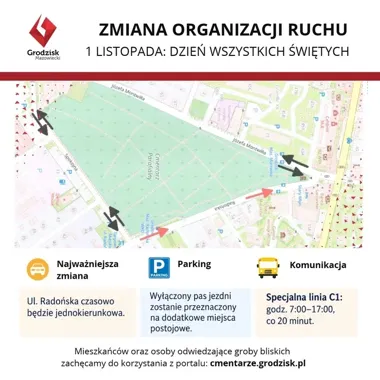 Radońska w Grodzisku będzie jednokierunkowa. Przy cmentarzu przybędą miejsca postojowe