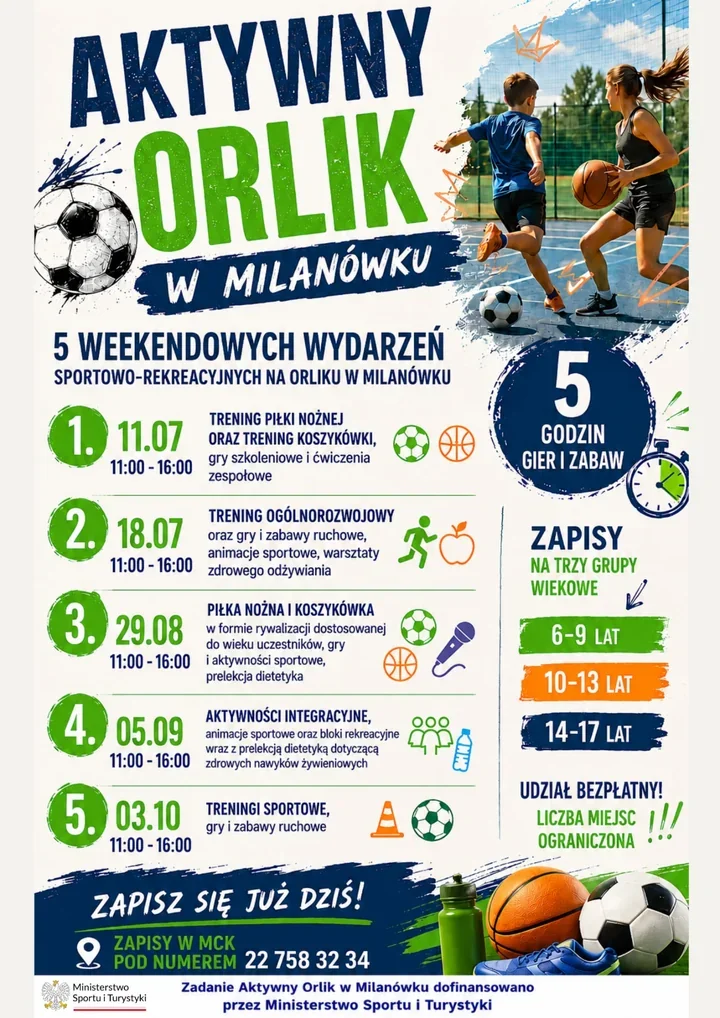 Pięć weekendów ruchu na Orliku. Milanówek szykuje bezpłatne zajęcia dla młodych