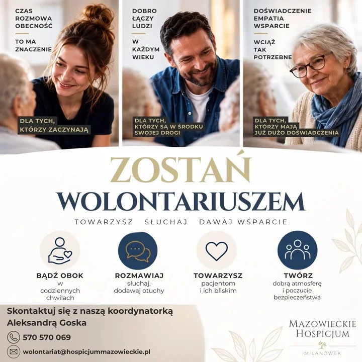 Mazowieckie Hospicjum szuka wolontariuszy. Doświadczenie nie jest potrzebne