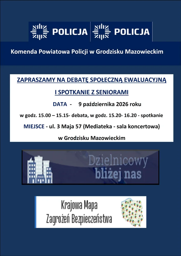Debata o bezpieczeństwie w Grodzisku Mazowieckim. Po niej spotkanie z seniorami
