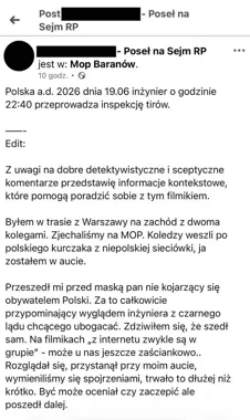 Fałszywy alarm na MOP Baranów - policja sprawdziła nagranie i nie było włamania